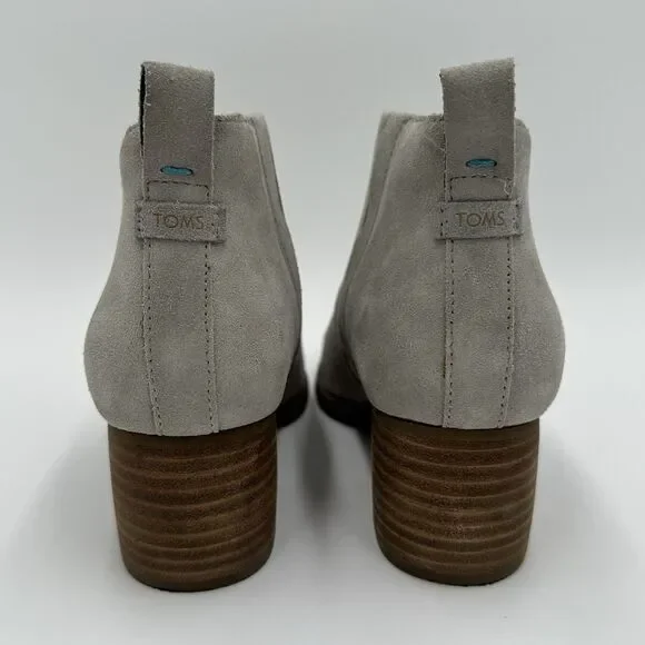 TOMS Leilani Drizzle Grey Suede Ankle Boots Women's Size 7 Western Chunky Heel - Picture 10 of 14